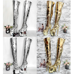 รองเท้าบูทยาวส้นสูง 8 นิ้ว สีเงิน/ทอง ไซต์ 35-46