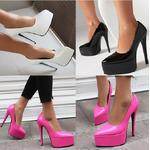 รองเท้าคัทชูสูง 6 นิ้ว ไซส์ 34-43 สีดำ/ขาว/ชมพู