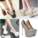 รองเท้าส้นสูงกริ๊ตเตอร์สีเงิน/ทอง/ขาว/ดำ ไซต์ 34-43