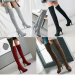 รองเท้าบูทยาวเลยเข่าสีดำ/แดง/เงิน/เทา/น้ำตาล ไซต์ 34-39