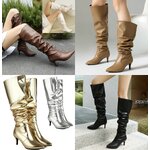 รองเท้าบูทยาวส้นสูง 2.5 นิ้ว ไซส์ 34-46 สีดำ/ขาว/น้ำตาล/เงิน/ทอง/นู๊ด
