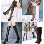 รองเท้าบูทยาวหนังลายงูสีดำ/น้ำตาล/เขียว ไซต์ 34-39