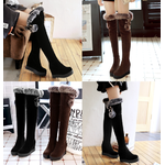 รองเท้าบูทส้นเตารีดยาวถึงเข่าสีดำ/น้ำตาล ไซต์ 34-43