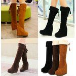 รองเท้าบูทส้นเตารีดยาวถึงเข่าสีน้ำตาลอ่อน/น้ำตาลเข้ม/ดำ ไซต์ 34-43