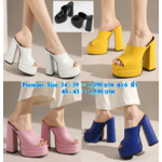 รองเท้าส้นสูง 6 นิ้ว แบบสวม ไซส์ 34-43 สีดำ/ขาว/น้ำเงิน/เหลือง/ชมพู