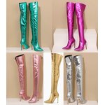 รองเท้าบูทยาวถึงต้นขาปลายแหลม ไซส์ 34-43 สีเขียว/เงิน/ทอง/ม่วง/ชมพู