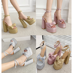 รองเท้าส้นสูง 6.6 นิ้วรัดข้อ ไซส์ 35-42 สีเงิน/ทอง/ชมพู