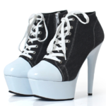 รองเท้าผ้าใบส้นสูง 6 นิ้ว งานผ้ายีนส์ ไซต์ 35-43 เลือกสีได้