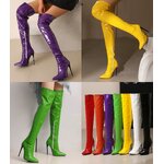 รองเท้าบูทยาวถึงต้นขาส้นสูง 4.8 นิ้ว ไซส์ 34-46 สีดำ/แดง/ขาว/เหลือง/เขียว/ส้ม/ม่วง