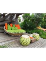 เฟอร์นิเจอร์หวายเทียม ริมสระว่ายน้ำทรงกลม