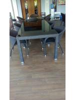 ชุดรับประทานอาหารหวาย ชุดโตีะเก้าอี้ทานข้าว โต๊ะทานข้าวหวายเทียม เฟอร์นิเจอร์ห้องอาหาร ชุดโตีะห้องอาหาร โต๊ะรับประทานอาหาร 9