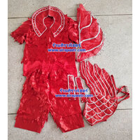 ชุดไก่-ผ้าตาด สีแดง [มือสอง-ขายตามสภาพ]