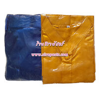 ชุดไทย/ลาว/กัมพูชา-ชาย [size-S เสื้อ-สีเหลืองทอง/โจงฯผ้ามันสีน้ำเงิน (ผ้าคาดเอว ทางร้านจัดให้ตามสินค้าที่มี)]