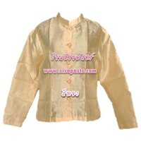 เสื้อคอตั้งแขนยาว-ผ้าไหมอิตาลี สีทอง (size-S) *ตรวจสอบขนาดในหน้าสินค้า