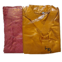 ชุดไทย/ลาว/กัมพูชา-ชาย [size-L เสื้อ-สีเหลืองทอง/โจงฯสีชมพูโอรส (ผ้าคาดเอว ทางร้านจัดให้ตามสินค้าที่มี)]