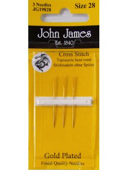 John James Gold Plated Tapestry / Cross Stitch Needle เข็มสีทอง เบอร์ 28 (แพ็ค 3 อัน)