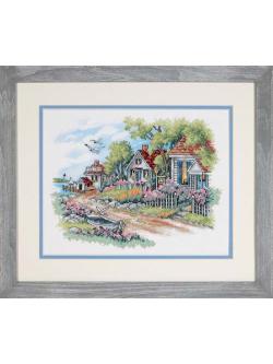 Dimensions ชุดปัก Stamped Cross Stitch Cottages by the Sea