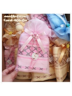 ผ้าขนหนูเนื้อ cotton ลายกากบาทเล็ก ขนาดเช็ดผม 15x30 นิ้ว