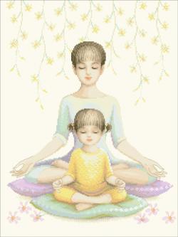 Nattee ชุดปัก แม่และลูกนั่งสมาธิ