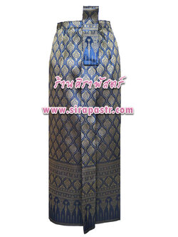 ผ้าถุงป้าย-หน้านาง B3 สีน้ำเงิน (เอวใส่ได้ถึง 32 นิ้ว) *แบบสำเร็จรูป-รายละเอียดตามหน้าสินค้า