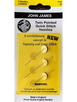 John James Twin Pointed Quick Stitch Needles เข็ม 2 ปลาย เบอร์ 26 (แพ็ค 3 อัน)