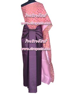 ชุดไทย-สไบลาย I2 (สไบฯ+ผ้าฯ 4 หลา) *แบบจับสด/รายละเอียดในหน้าสินค้า