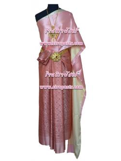 ชุดไทย TA-1 สีส้ม (สไบฯ+ผ้าฯ 4 หลา*แบบจับสด) *รายละเอียดในหน้าสินค้า