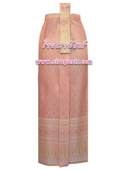 ผ้าถุงป้าย-หน้านาง B9 สีส้ม (เอวใส่ได้ถึง 32 นิ้ว) *แบบสำเร็จรูป-รายละเอียดตามหน้าสินค้า