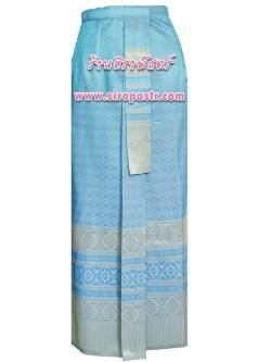 ผ้าถุงป้าย-หน้านาง B7 สีฟ้า (เอวใส่ได้ถึง 32 นิ้ว) *แบบสำเร็จรูป-รายละเอียดตามหน้าสินค้า