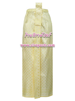 ผ้าถุงป้าย-หน้านาง C1 สีครีมเหลือง (เอวใส่ได้ถึง 34 นิ้ว) *แบบสำเร็จรูป-รายละเอียดตามหน้าสินค้า