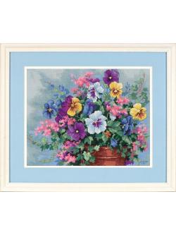 Dimensions ชุดปัก Pansy Profusion (ผ้าพิมพ์พื้นหลัง)