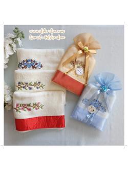 ผ้าขนหนูอย่างดีเชิงแพรแพ็คถุงผ้า ขนาดเช็ดผม 15*30 นิ้ว