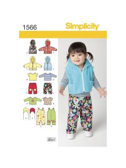 แพทเทิร์นเสื้อกั๊ก เสื้อกันหนาวมีฮูด เด็ก ยี่ห้อ Simplicity (1566) ไซส์ XXS-XS-S-M-L