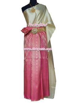 ชุดไทย BB สีชมพูเข้ม (สไบ+ผ้าฯยาว 4 หลา*แบบจับสด) รายละเอียดในหน้าสินค้า