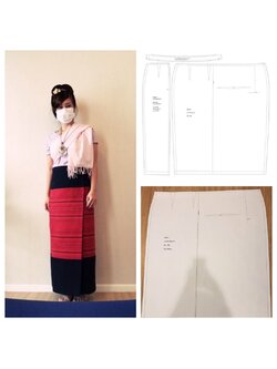 แพทเทิร์นผ้าถุงสำเร็จ ป้ายหน้า ซิปหลัง