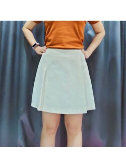 แพทเทิร์นกระโปรงป้ายหน้า ทรงเอ มีจีบ 2 ข้างด้านหน้า ซิปหลัง