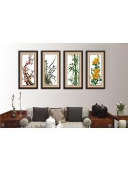 ชุดปักจีน Plum blossoms, Orchid, Bamboo and Chrysanthemum (เซต 4 ภาพ)
