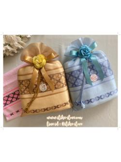 ผ้าขนหนูเนื้อ cotton ลายกากบาทเล็ก ขนาดเช็ดตัว 29x57 นิ้ว