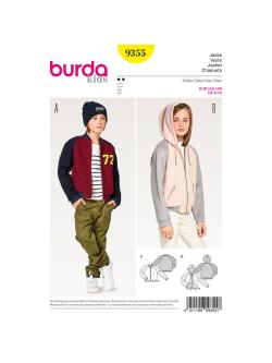 แพทเทิร์นตัดเสื้อกันหนาว เสื้อกันหนาวมีฮูด ยี่ห้อ Burda Kids (9355) ไซส์ 6-13 ขวบ (สูง 116-158 cm.)