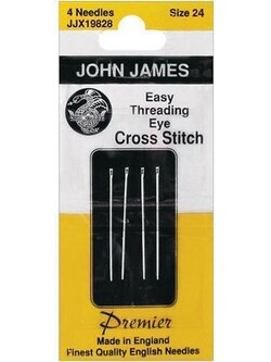 John James Easy Threading Eye Cross Stitch Needles เข็มปักครอสติชปลายเปิด เบอร์ 24 (แพ็ค 4 อัน)