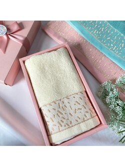 ผ้าขนหนูเนื้อ cotton ขนาดเช็ดผม 15x30 นิ้ว แพ็คกล่องมุก