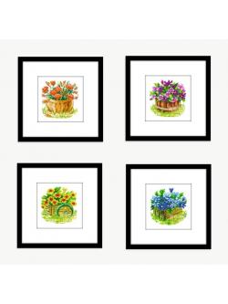 ชุดปักจีน 4 Flowers (เซต 4 ชิ้น)