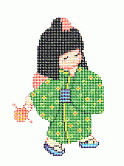 Pinn ชุดปักลูกปัด เด็กญี่ปุ่นชุดเขียว