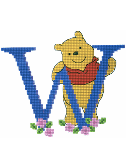 Pinn ชุดปัก ตัวอักษรหมีพูห์ - W