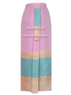 ผ้าถุงป้าย-หน้านาง PM-A1 สีชมพู (เอวใส่ได้ถึง 32 นิ้ว) *แบบสำเร็จรูป-รายละเอียดตามหน้าสินค้า