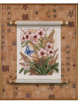 Dimensions ชุดปัก Asian Blossoms (ผ้าพื้นหลังพิมพ์ลาย)