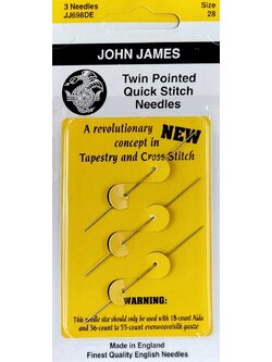 John James Twin Pointed Quick Stitch Needles เข็ม 2 ปลาย เบอร์ 28 (แพ็ค 3 อัน)
