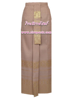 ผ้าถุงป้าย-หน้านาง B12 สีน้ำตาล (เอวใส่ได้ถึง 32 นิ้ว) *แบบสำเร็จรูป-รายละเอียดตามหน้าสินค้า