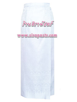 ผ้าถุงป้ายข้าง-สีขาว (เอวใส่ได้ถึง 32 นิ้ว) *ตรวจสอบรายละเอียดในภาพ