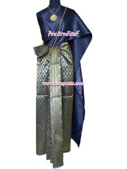 ชุดไทย BB สีน้ำเงิน (สไบ+ผ้าฯยาว 4 หลา*แบบจับสด) รายละเอียดในหน้าสินค้า